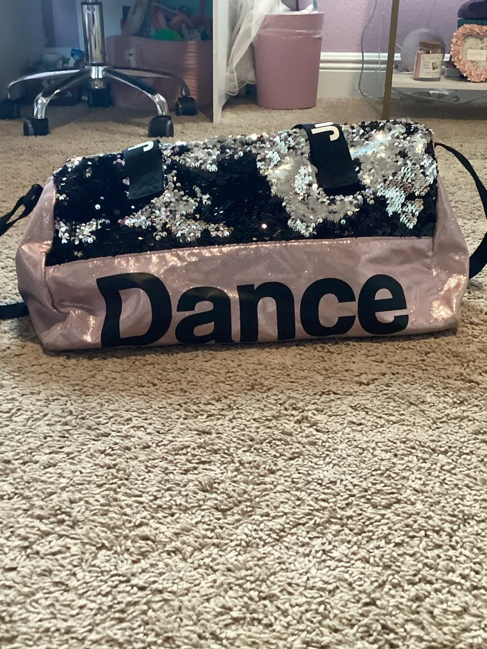 Dance Sequin Convertible Weekender Bag - Pink/Black